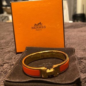 HERMES orange clic clac bracelet